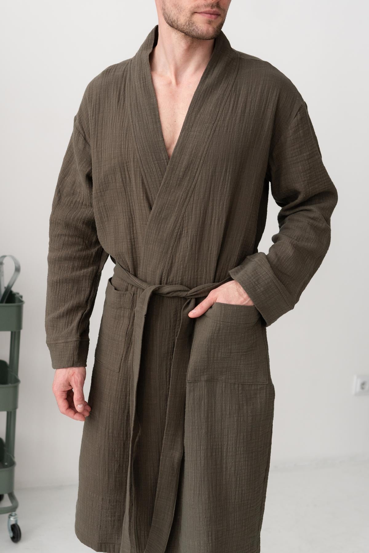Чоловічий халат із фактурного мусліну Dune