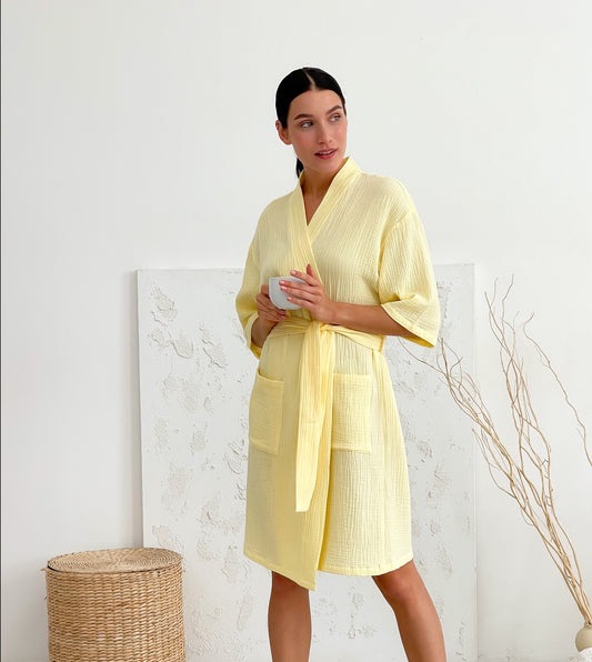 Жіночий халат з мусліну Lemon (кімоно)