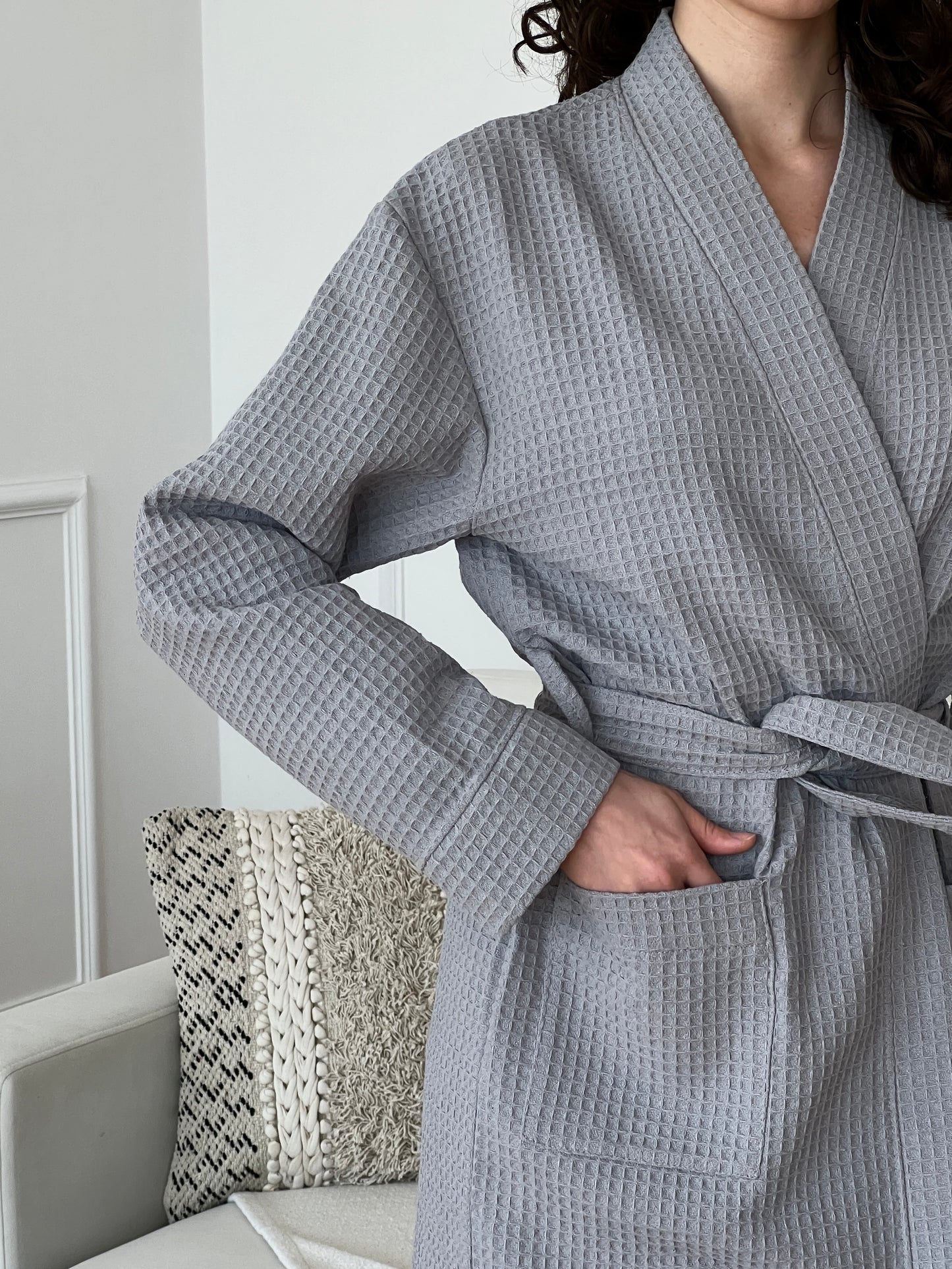 Жіночий халат вафельний Ultimate Grey (подовжене кімоно)