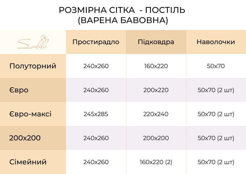 Комплект постільної білизни із вареної бавовни Apricot - sodda.com.ua