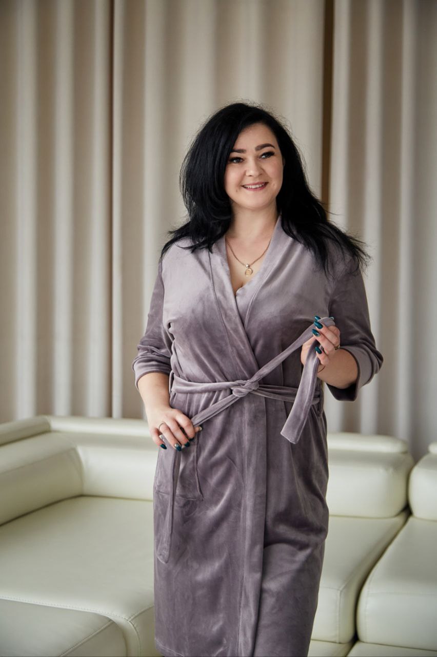 Жіночий халат із плюш велюру від S до 5XL (5 кольорів)